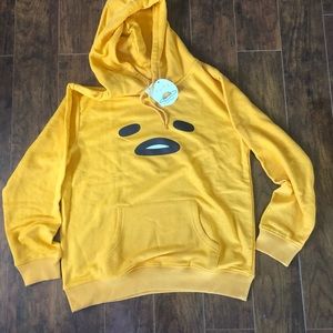 NWT Sanrio Gudetama Hooded Sweatshirt, Yellow, size Large